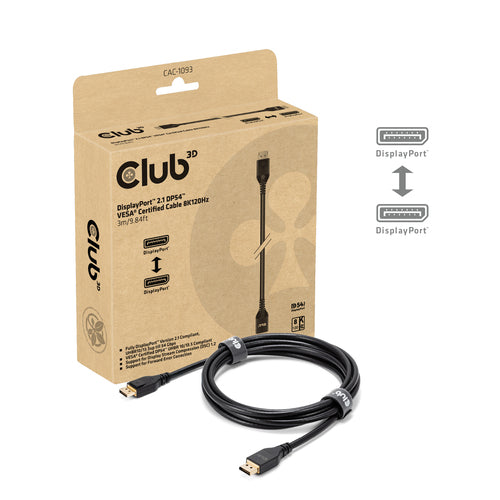 DisplayPort 2.1 Cable 8K 120Hz VESA Certified 3m Male to Male